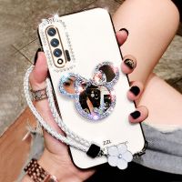 Luxury Glitter Diamond Cartoon Vanity Mirror Phone Case For Samsung S23 S22 S21 S20 Plus + Ultra Fe Note 20 Plating Bling Cover Phone Cases