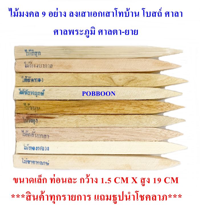 ไม้มงคล-9-อย่าง-ขนาดเล็ก-ใหญ่-ใช้ในพิธีวางศิลาฤกษ์-พิธีลงเสาเอก-เสาโท-พิธีลงเสาศาลพระภูมิ-ตายาย-พิธีปลูกบ้านเรือน-สร้างอาคารบริษัท