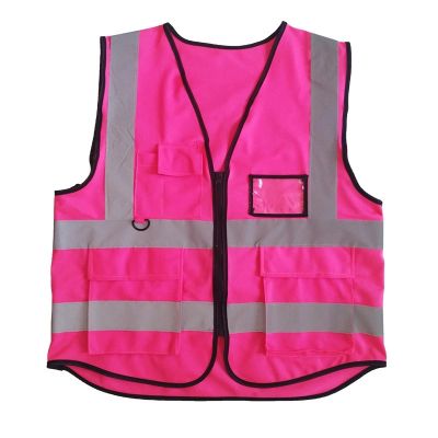 1Pc Construction Site Night Construction Safety High Brightness Reflective Strip Vest Multiple Pockets Reflective Vest