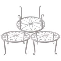 Metal Plant Stand Floor Flower Pot Rack Iron Art Plant Stands Pot Holder,3 Pieces in One Package (White)