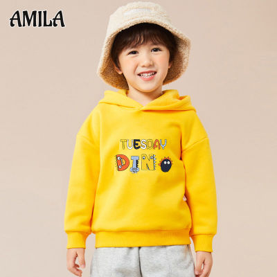 AMILA เสื้อสเวตเตอร์เด็ก เสื้อแฟชั่นสไตล์เกาหลีมีฮู้ดขนแกะหนา