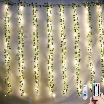 20213*2m LED Ivy Garland Light Curtain For Living Room Fairy Lights Remote Control USB Light Curtain Christmas Wedding Decoration