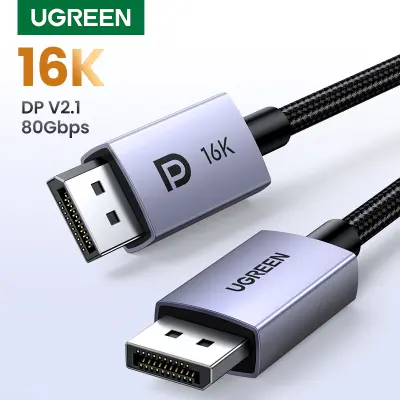 UGREEN 16K Displayport 2.1 Cable Nylon Braided Ultra High Speed 80Gbps Gaming Monitor Cable DP to DP Support 3D HDR HDCP FreeSync G-Sync Laptop PC TV Model: DP118