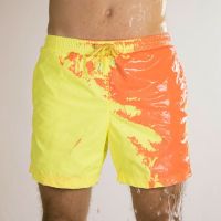 Mens beach shorts water color change beach pants color sh swimming trunks large size temperature quick change dry sens E9G3