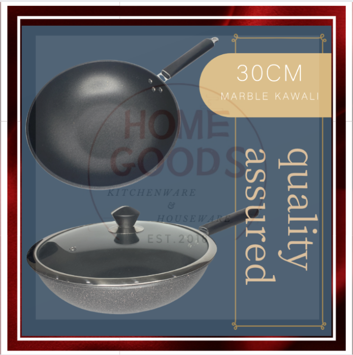 HOMEGOODS [1PC] 32CM 555 Marble Kawali Set Pan with Lid Frying Pan No