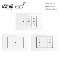 CHI IT Socket 118x75mm Wallpad L3 White Glass Panel AC 110V 10A Power Double Triple Italian Chile Wall Outlet