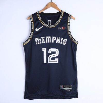 ใหม่ เสื้อกีฬาบาสเก็ตบอล Memphis Grizzlies 12 # Ja Morant city edition สีน้ําเงินเข้ม 75th 5xxV 2022