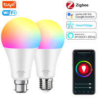 Zigbee หลอดไฟ LED Wifi หรี่แสงได้โคมไฟ RGB CW WW E27 B22 LED หลอดไฟทำงานร่วมกับ A Lexa บ้านอัตโนมัติชีวิต15วัตต์12วัตต์