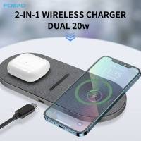 แผ่นชาร์จเร็วแบบ2 In 1 40W ที่นั่งคู่ไร้สาย R สำหรับ Samsung S22 S21 14 13 12 11 XS สูงสุด XR 8 Plus Airpods 3 Pro