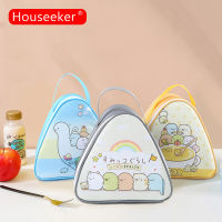 Houseeker กระเป๋าทนความร้อนฉนวนกันความร้อนสำหรับอาหารเช้า,กล่องข้าวแบบพกพาข้าวปั้นสามเหลี่ยมกระเป๋าเบนโตะสดใสสำหรับผู้หญิง