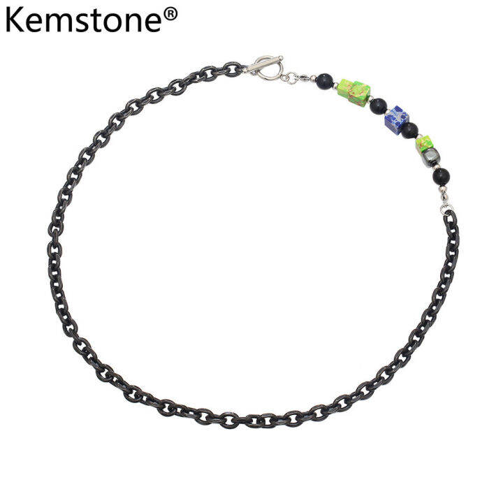 Kemstone Stainless Steel Black Link Chain Necklace for Men's Jewelry