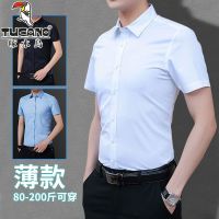 ต้นฉบับ Woodpeckers mens short sleeve white shirt business suit tooling no-iron shirt suits summer cultivate ones morality leisure profession