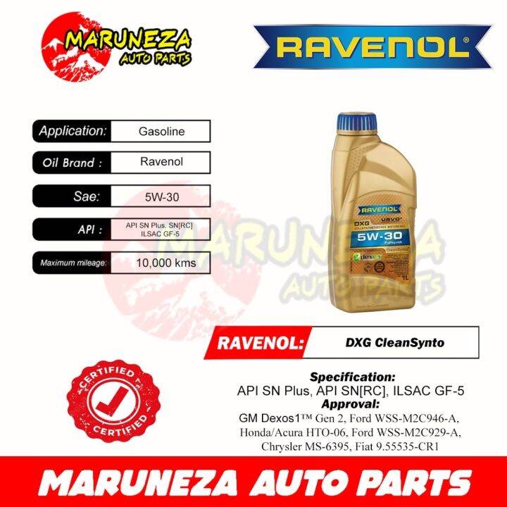 Ravenol DXG 5W-30 Fully Synthetic API SN Plus [RC] Liter | Lazada PH
