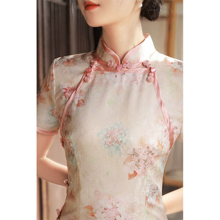 ปรับปรุง-cheongsam-2022อารมณ์ยาวเด็กสาวระดับไฮเอนด์ชุดสีชมพู