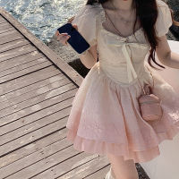 Spot parcel post Dress 2023 New Early Spring New White Sweet Gradient Pink Princess Dress Female Fashion