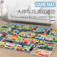 คลังสินค้าพร้อมพรม Playmat การจราจรทางบกสำหรับเด็กแผนที่ป้องกันการพรมลื่นรถในเมืองที่จอดรถเสื่อสำหรับเล่นเล่นสมมติสำหรับของขวัญเด็กชายหญิง (ไม่มีรถยนต์)