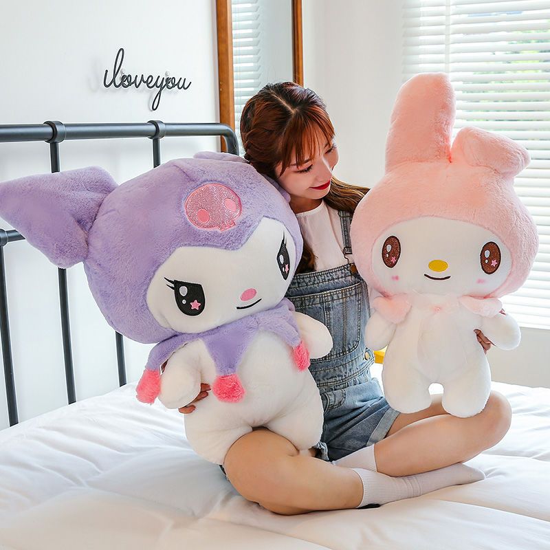 Cartoon Stuffed Animals Sanrio Kuromi My Melody Cinnamoroll Plush Toy Anime Kawaii Cut Soft Cushie Apply Girls Doll Toys Gifts