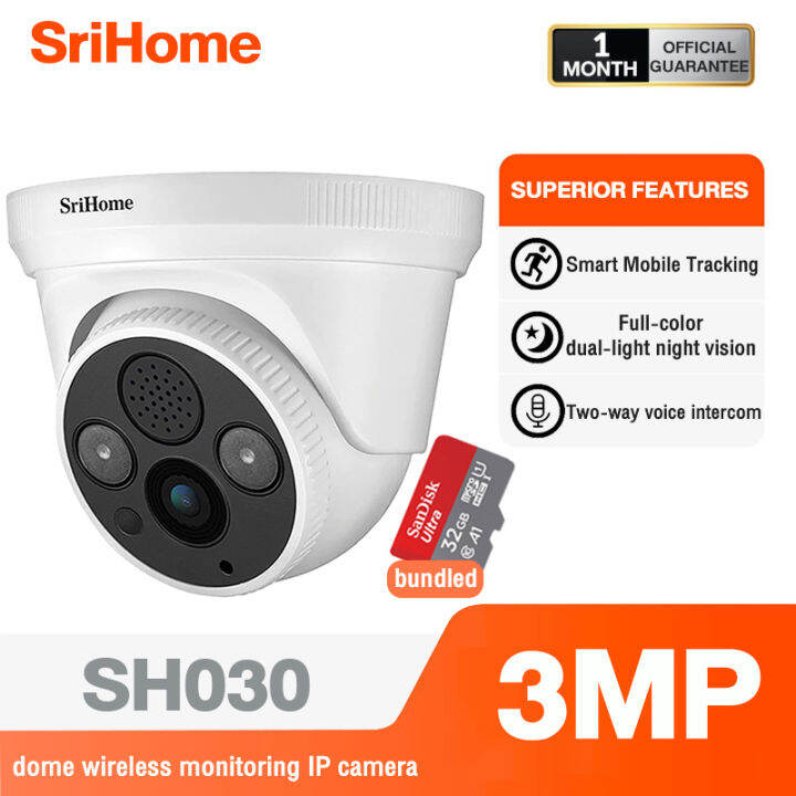 srihome sh030 wireless ip dome camera 1296p night vision