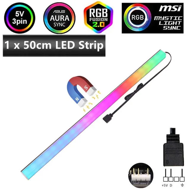 5v 3 Pin Addressable Led Headers Ws2812b Rgb Led Strip Pc For Asus Aura ...