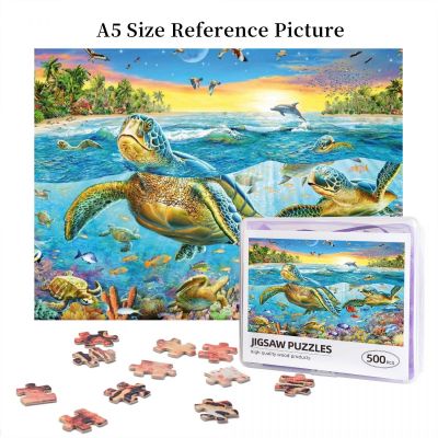 SWIM WITH SEA TURTLES Wooden Jigsaw Puzzle 500 Pieces Educational Toy Painting Art Decor Decompression toys 500pcs