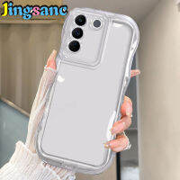 Jingsanc เคสขอบคลื่นใสสำหรับ VIVO V29 V27e V25 V23e V20 S17 Y77 Y75 Y72 Y55รองรับการกระแทก X90 Y12S Pro 5G 4G ป้องกันเลนส์ TPU ป้องกันการตก q001-1ฝาครอบด้านหลังสี