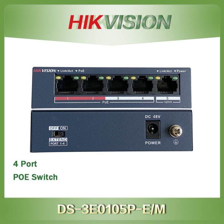 HIKVISION 4 Port Fast Ethernet Unmanaged Low Power 100 Mbps POE Switch ...