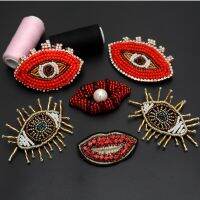 【LZ】✇❇☑  Olhos frisados Patches bordados Rhinestone Lips Badge DIY Acessórios de vestuário Etiqueta Costurar em Cristal Apliques para Jaquetas Sacos