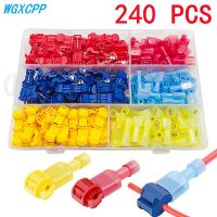 120/240 PCS Boxed,T-type Crimp Terminal,Wire and Cable Connection Clip,Plug-in Splicing Connector,Quick Peel-Free Connector Plug