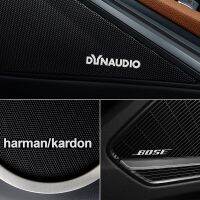 [BETTER]4ชิ้นสำหรับ Harman/kardon Dynaudio รถยนต์เครื่องเสียงลำโพงไฮไฟสเตอริโอตกแต่งสติ๊กเกอร์โลโก้