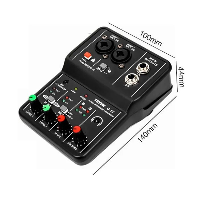 teyun-q12-computer-recording-sound-card-16bit-48khz-recording-special-mixer-usb-drive-free-sound-card-48v