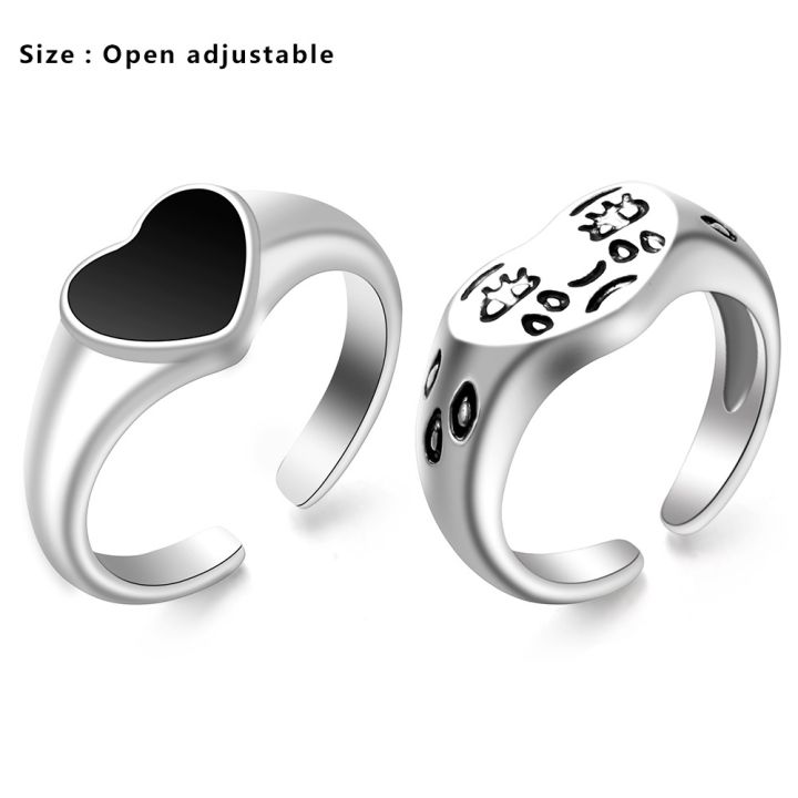 cactu-women-tears-expression-ring-tiny-gift-heart-finger-chain-creative-charm-fashion-silver-color-jewelry