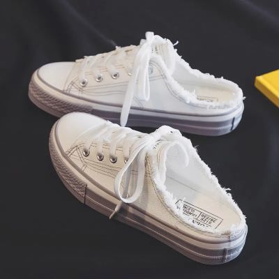 ❆☸ Spot Half Drag Canvas Shoes FemaleTide Shoes Spring Students Korean Version Of The Wild