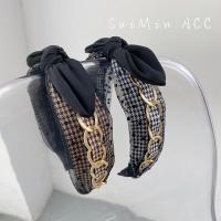 [COD] Korean version of simple houndstooth bowknot hair hoop storm point chain bundle wash face cave hairpin