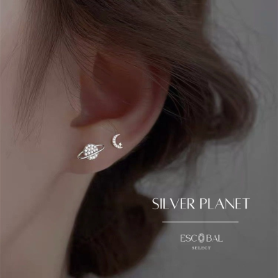 ESCOBAL✨ต่างหูเงินแท้ Silver Planet สไตล์สวยหรู ต่างหูเพชร ตุ้มหูเงินแท้ ต่างหูแฟชั่น ตุ้มหูเงินแท้ ต่างหูน่ารัก earring
