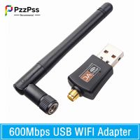 Pzzpss Dual Band 600Mbps USB อะแดปเตอร์ WIFI 2.4Ghz 5Ghz Wifi พร้อมเสาอากาศรับสัญญาณการ์ดเน็ตเวิร์กคอมพิวเตอร์พีซีขนาดเล็กสำหรับแล็ปท็อปพีซี