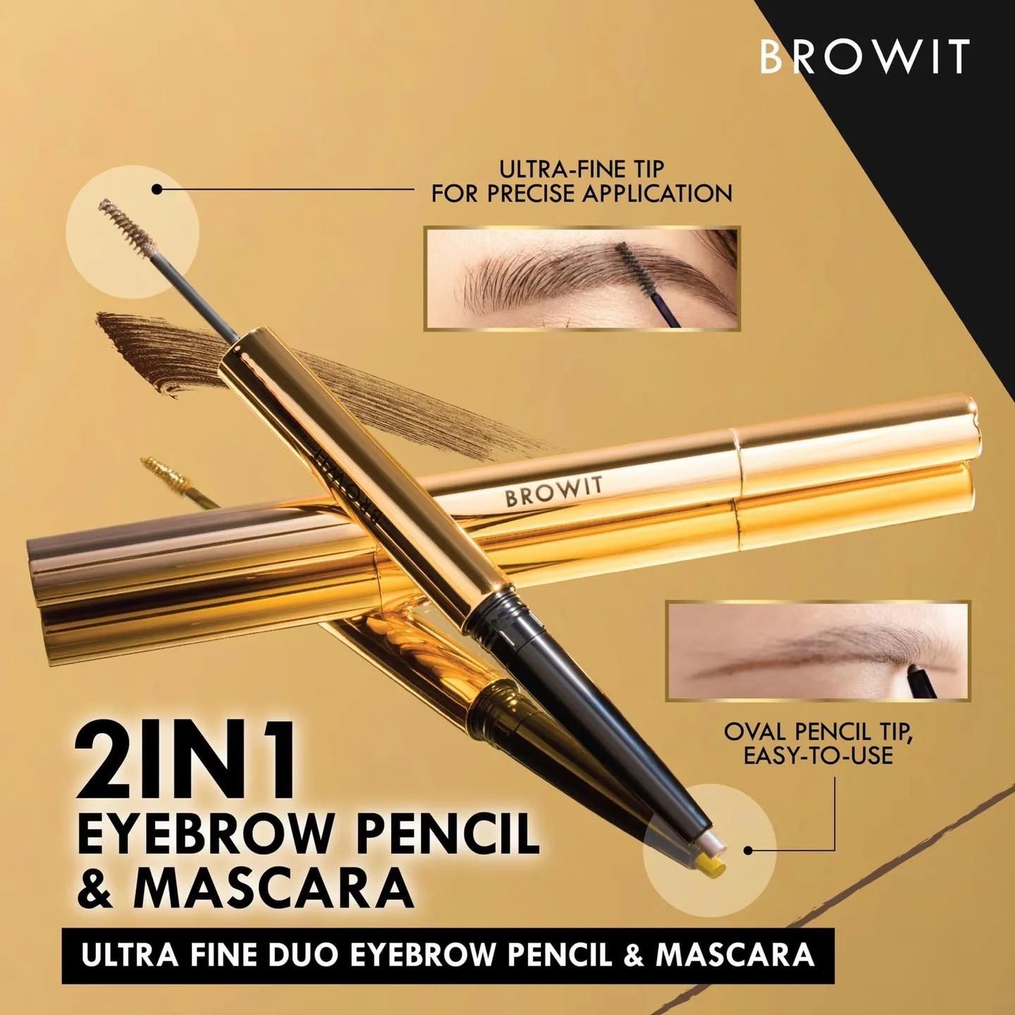 บราวอิท น้องฉัตร 2in1 ดินสอเขียนคิ้ว + มาสคาร่าคิ้ว เขียนง่าย 0.16g+1.26g Browit  Ultra Fine Duo Eyebrow Pencil & Mascara | Lazada.co.th