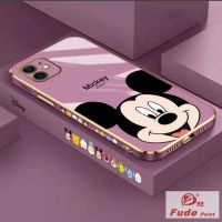 【คุณภาพสูง】Disney Mickey Square Plating Case เคสไอโฟน12 11 Pro MAX XR X XS 6 6s 7 + 8 Plus SE2020 เคสซิลิโคนเคสโทรศัพท์ Lanyard