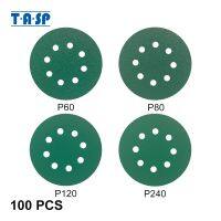 ☑ TASP 100pcs 125mm Sandpaper 5 Waterproof Wet Dry 8 Hole Anti Clog Sanding Discs Hook Loop Film Backing Sand Paper