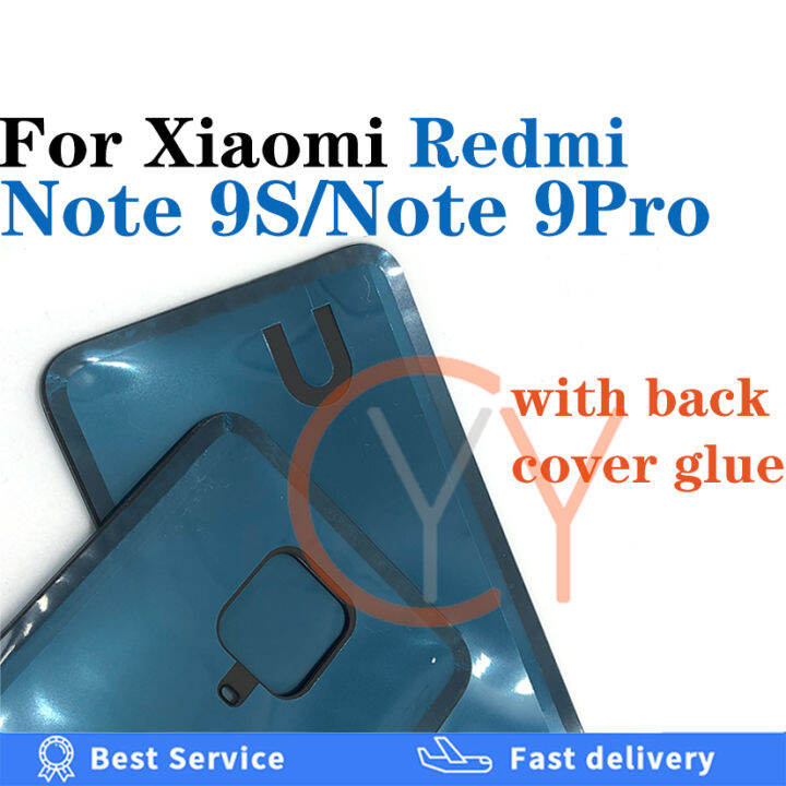 สำหรับ-xiaomi-redmi-note-9s-note-9-pro-9pro-ฝาครอบหลังกระจกซองเก็บแบตเตอรี-กรอบเลนส์กระจกหลังและอะไหล่กรอบกาวสำรองเลนส์ด้านหลัง