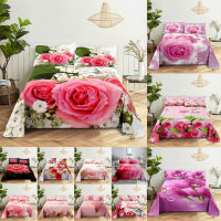 Pink Floral Bed Sheet Set Pillowcase Bedding Linens Cover Flower Queen King Double Twin Full Single Size for Bedroom Home Soft