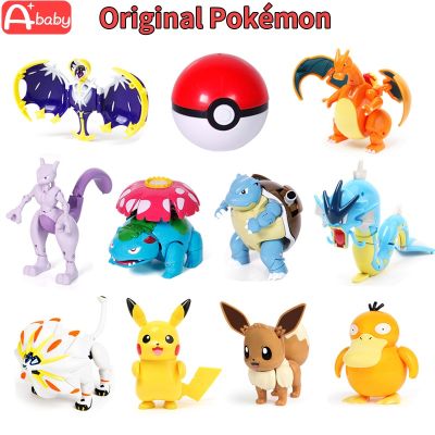 Pokemon Toys Set โปเกมอน ปิกาจู Action Figures Pikachu/Charizard/Mewtwo/Eevee Kids Transformation Deformation Toy Birthday Gift