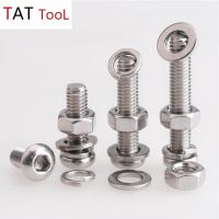 Screw Stainless Steel 304 kepala bulat soket heksagon baut mur bantalan pegas Set 10 buah