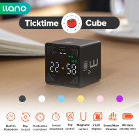 LLANO Ticktime Cube Pomodoro จับเวลาการผลิตจับเวลาการปิดเสียงการสั่นสะเทือนและปรับเสียงหยุดและทำงานต่อสำหรับการทำงาน ADHD สำนักงานงานประชุมสีดำ