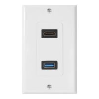 1x 2Port +USB 3.0 Female Wall Face Plate Panel Outlet Socket Extender White