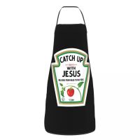 Catch Up With Jesus Ketchup Logo Aprons Men Women Adult Chef Cooking Kitchen Funny Christian Pun Gift Tablier Cuisine Gardening