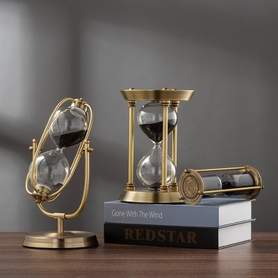 European Retro Metal Hourglass Sandglass Sand Clock Timer Living Room Office Desktop Decoration DIY Ornaments