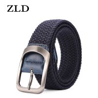 【CC】 ZLD-Cinto tecido elástico masculino e feminino expansível trançado elástico lona selvagem simples elegante fivela de pino casual