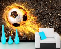 Papel De Parede Football ในวอลล์เปเปอร์ภาพจิตรกรรมฝาผนังไฟเปลวไฟห้องนั่งเล่นโซฟาทีวี Dinding Kamar Tidur เอกสารการตกแต่งบ้าน