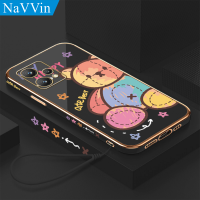 NaVVin Case for Vivo Y16 Y15S Y12A Y11 2019 Y19 Y15 Y12S Y12i Y12A Y20 Y20i Y20S Y20A Y50 Y30 Y30i Y21s Y33s Y91 Y93 Y91C Y95 Y97 V11 V11i V15 S1 Pro Z1 Pro Cute Bear Paiting Silicone Soft Phone Cover +Lanyard