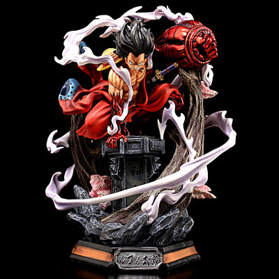 GK Anime Figure 26cm Wano Gear 4 Luffy 2 Head Pieces Statue Figures Collectible Model Decoration Toy Christmas Gift